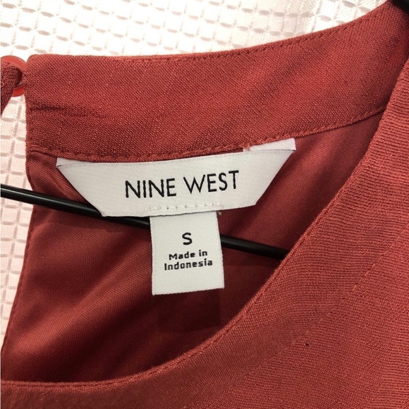 Nine West ~ Small ~ Baby Doll A-Line Linen Texture Pink Flounce Mini Dress - Picture 6 of 9